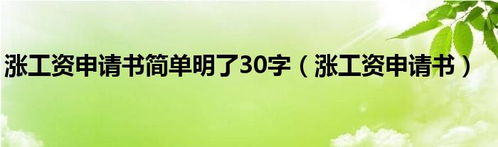 涨工资申请书简单明了30字（涨工资申请书）