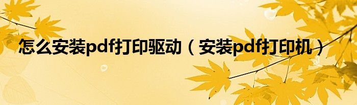 怎么安装pdf打印驱动（安装pdf打印机）