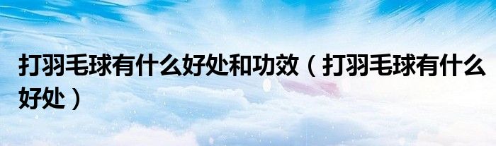 打羽毛球有什么好处和功效（打羽毛球有什么好处）