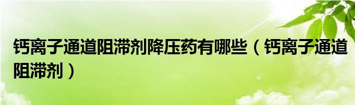 钙离子通道阻滞剂降压药有哪些（钙离子通道阻滞剂）