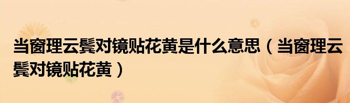 当窗理云鬓对镜贴花黄是什么意思（当窗理云鬓对镜贴花黄）