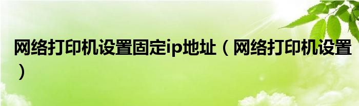 网络打印机设置固定ip地址（网络打印机设置）