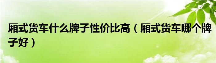 厢式货车什么牌子性价比高（厢式货车哪个牌子好）