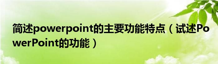 简述powerpoint的主要功能特点（试述PowerPoint的功能）