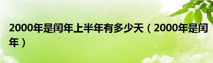 2000年是闰年上半年有多少天（2000年是闰年）