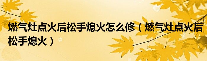 燃气灶点火后松手熄火怎么修（燃气灶点火后松手熄火）