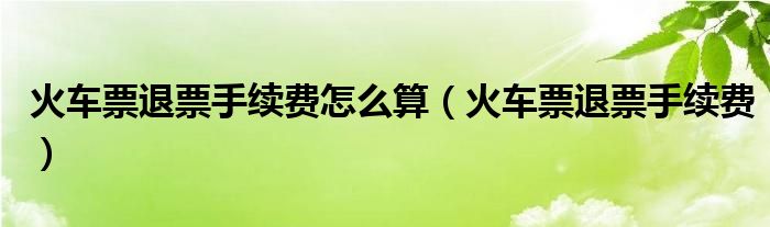 火车票退票手续费怎么算（火车票退票手续费）