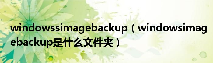 windowssimagebackup（windowsimagebackup是什么文件夹）