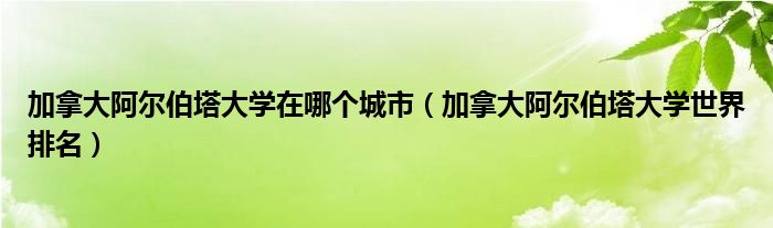 加拿大阿尔伯塔大学在哪个城市（加拿大阿尔伯塔大学世界排名）