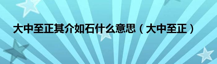 大中至正其介如石什么意思（大中至正）