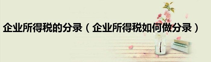 企业所得税的分录（企业所得税如何做分录）