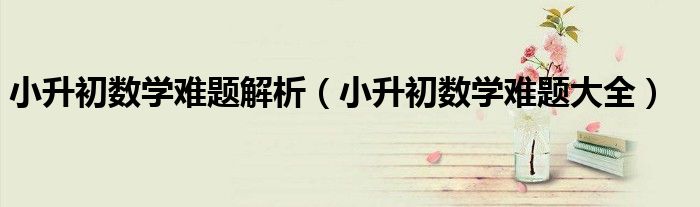 小升初数学难题解析（小升初数学难题大全）