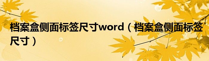 档案盒侧面标签尺寸word（档案盒侧面标签尺寸）