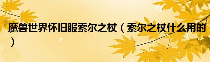魔兽世界怀旧服索尔之杖（索尔之杖什么用的）