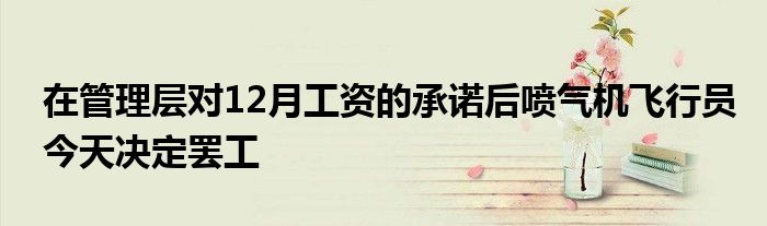 在管理层对12月工资的承诺后喷气机飞行员今天决定罢工