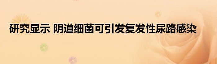 研究显示 阴道细菌可引发复发性尿路感染
