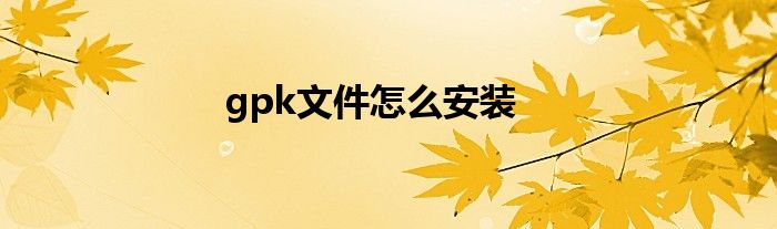 gpk文件怎么安装