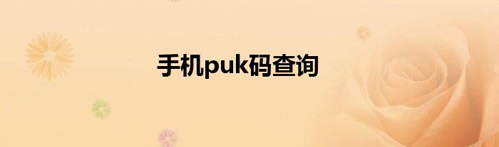 手机puk码查询